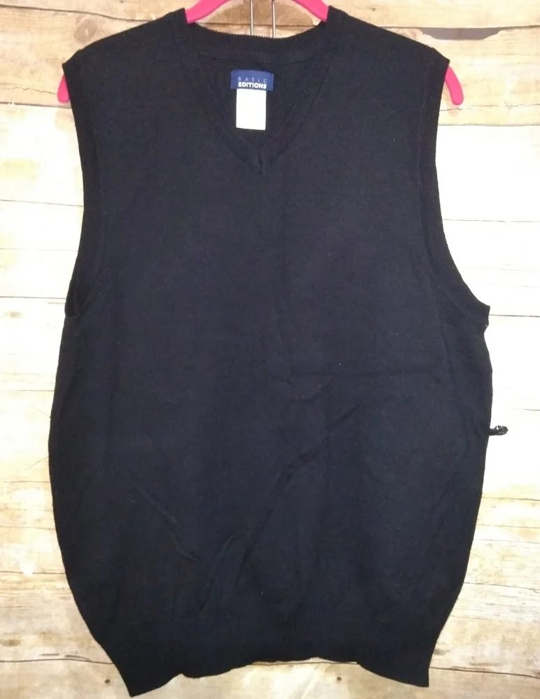 basic editions men's black sweater vest